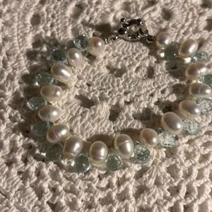 March Birthstone with freshwater pearl bracelet
